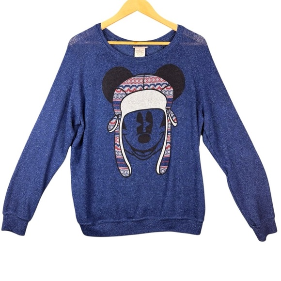 Disney Sweaters - Disney Parks Mickey Mouse Winter Hat Blue Sweater – Sz XL (Excellent Condition)